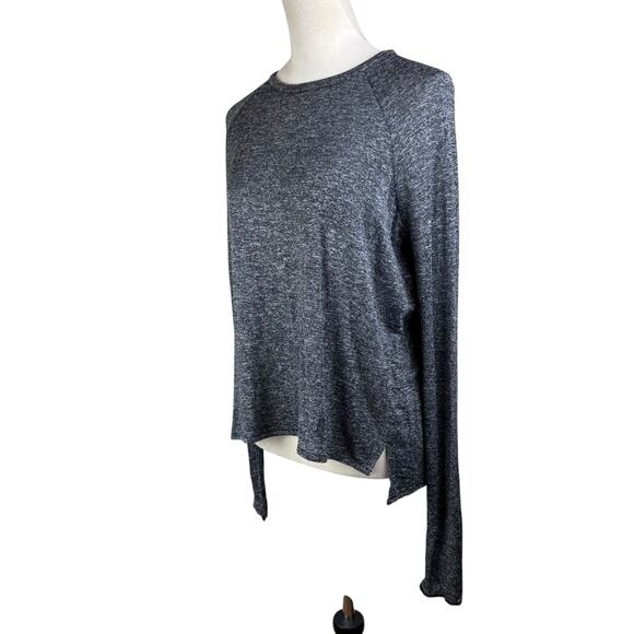 Rag & Bone Jean Camden Marled Black Thin Soft Knit Long Sleeve Relaxed Tee - Picture 4 of 14